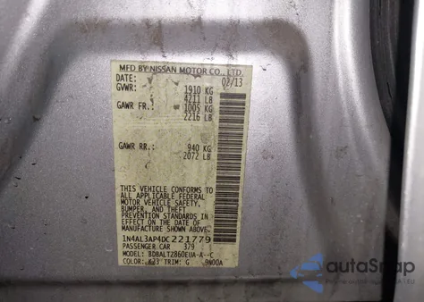 2013 Nissan Altima 2.5 Sv z USA, uszkodzony, nr VIN 1N4AL3AP4DC221779